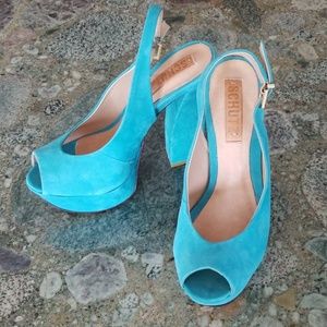 EUC SCHUTZ Suede Peep Toe Chunky Platform